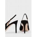 Suede slingbacks with asymmetric top line